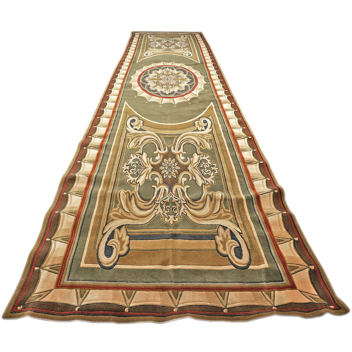 green and gold runner rug