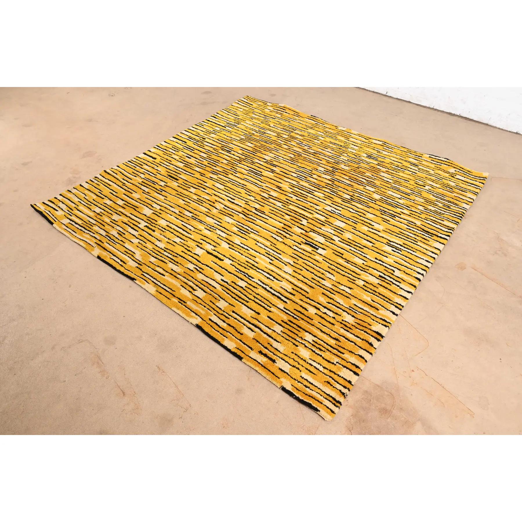 American Edward Fields Mid-Century Modern Abstract Square Room Size Rug, 1965