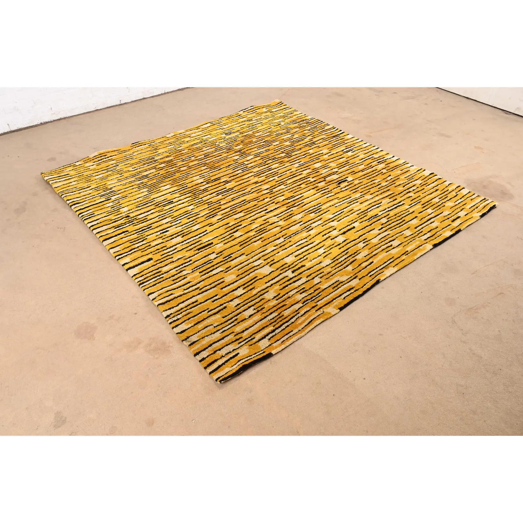 Hand-Knotted Edward Fields Mid-Century Modern Abstract Square Room Size Rug, 1965