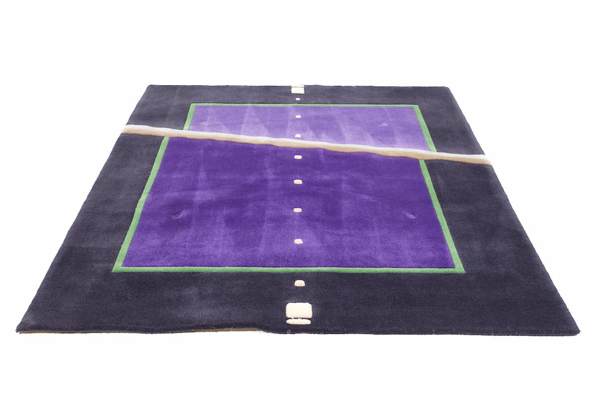 American Edward Fields Mid Century Purple, Black and White Geometric Rug For Sale