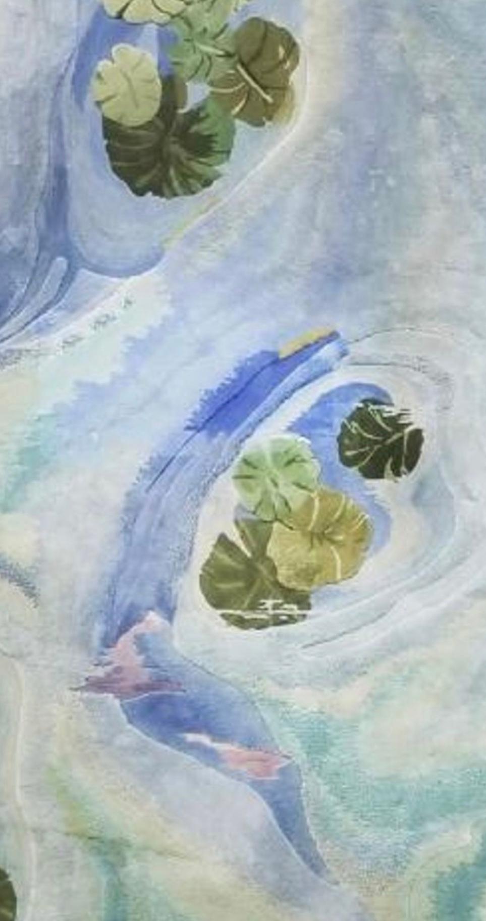 Absolutely breathtaking custom Edward Fields midcentury water lily / lily pad 100 % wood / hand-tufted palatial sized rug. Inspired by late 19th and early 20th century Japonisme in art and design (Japanese gardens, silks and other textiles, ink and