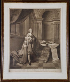 Portrait of William Pitt, Earl of Chatham: Rare Framed Mezzotint after Brompton