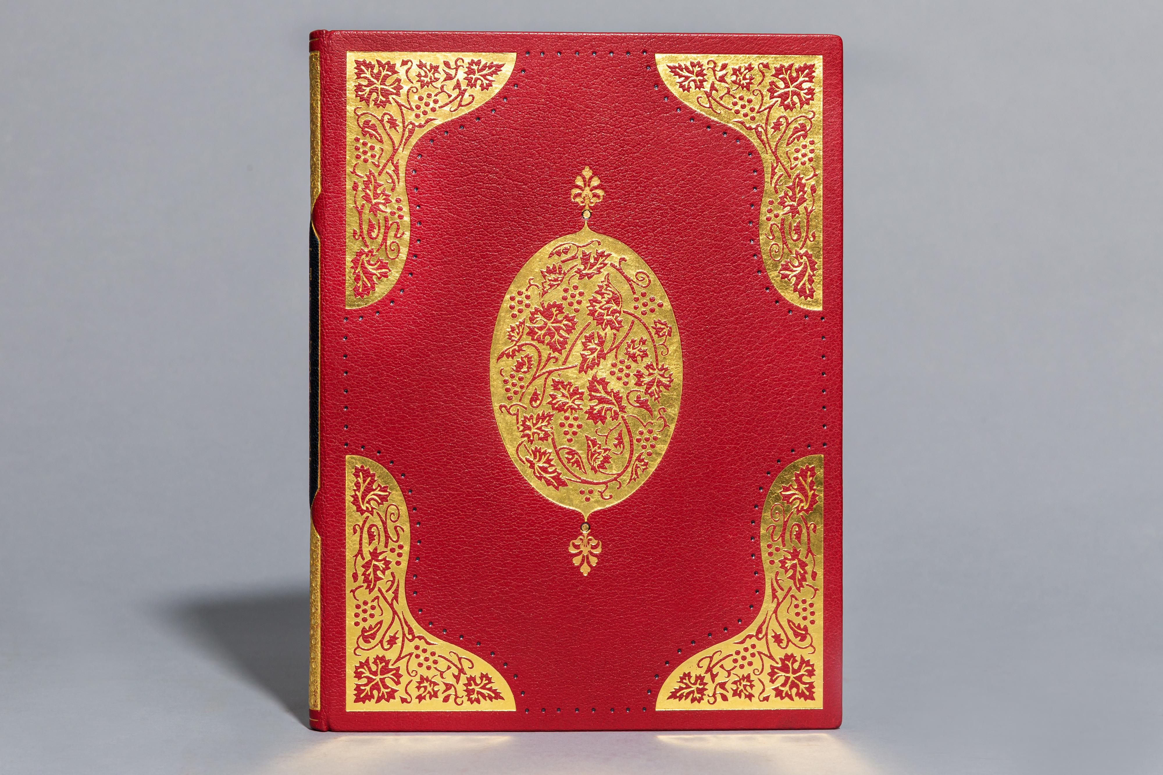 1 volume. 

Bound in full red Morocco with elaborate floral gilt on covers and spine, top edges gilt, limited to 88 copies on paper, this is #71. 

Published: London: Essex House Press, N.D. circa 1930s. 

Beautiful copy.