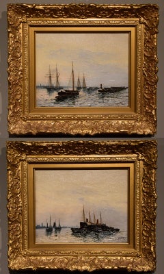 Oil Painting Pair by Edward Fletcher "The Pool of London"