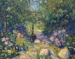 Sommergarten, Edward Francis Rook, Jr. zugeschrieben, amerikanischer Impressionist