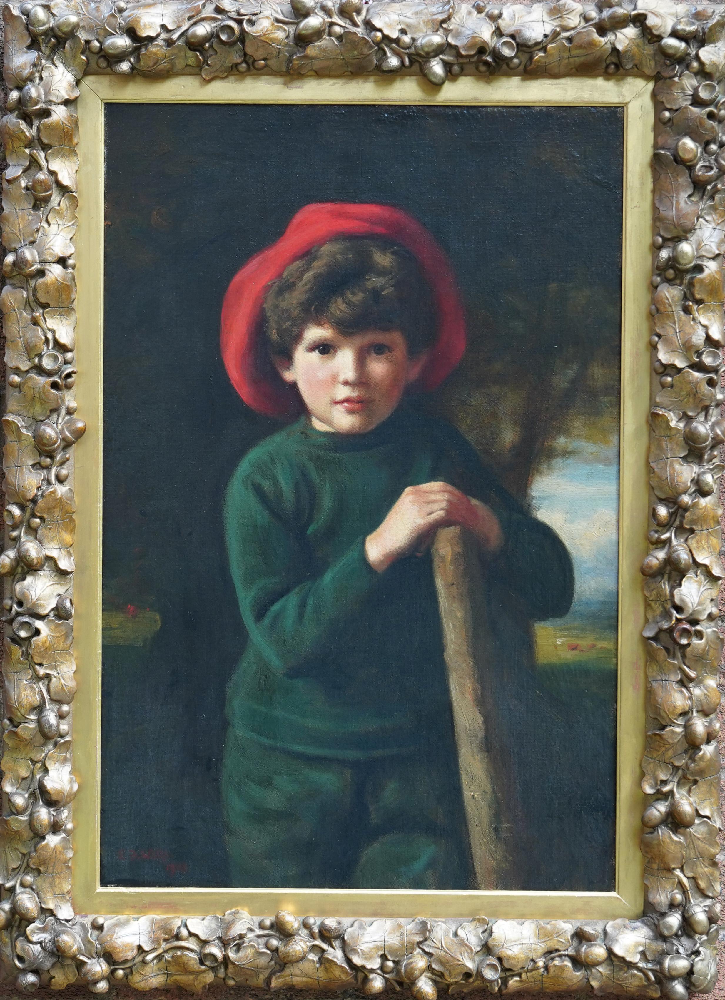 Edward Francis Wells Portrait Painting - Portrait of Brian de Lolme Bullock - British Edwardian art oil painting