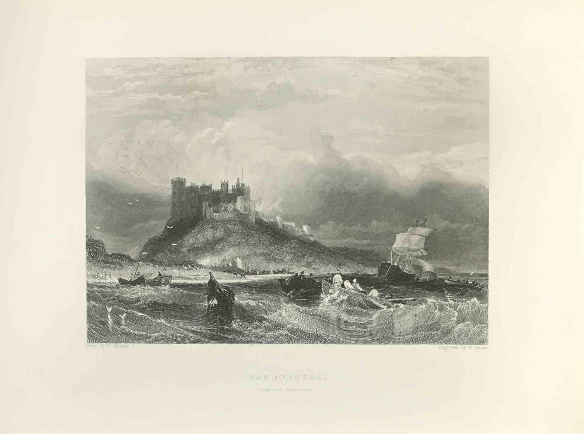 Bamborough - Engraving  by Edward Frencis Finden - 1845