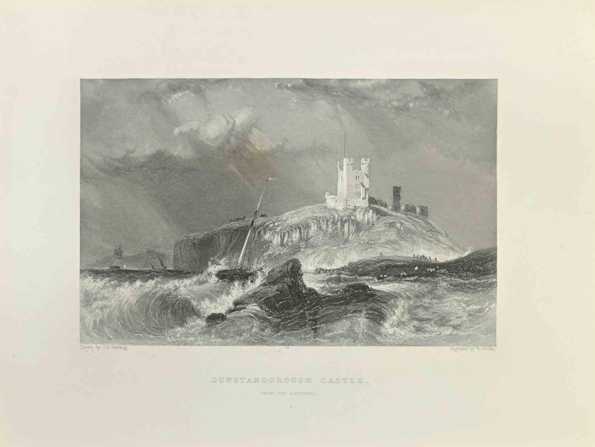 Dunstanborough Castle - Engraving  by Edward Frencis Finden - 1845