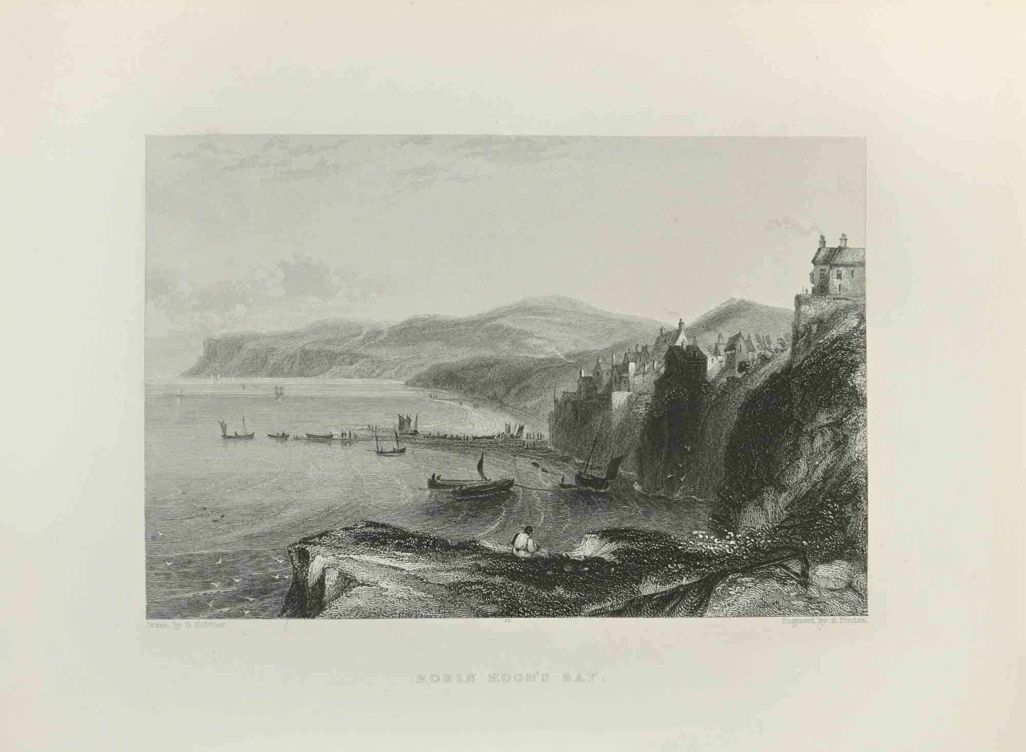 Robin Hood's Bay - Engraving  by Edward Frencis Finden - 1845