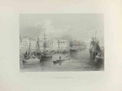 Antique The Quay, Yarmouth - Engraving  by Edward Frencis Finden - 1845