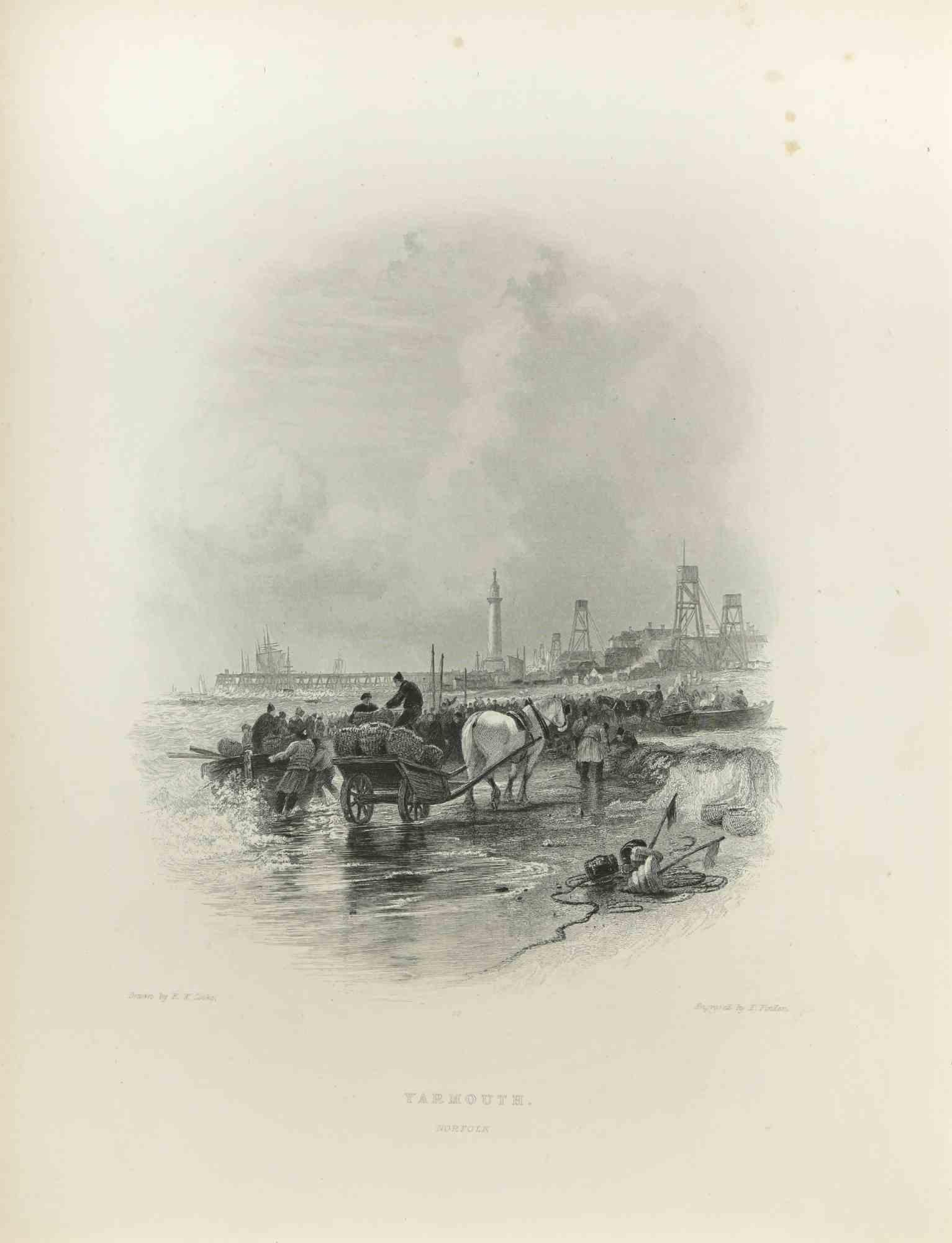 Yarmouth is an etching realized in the Early-20th Century by E. Finden.

Signed in plate.

The artwork is realized in a well-balanced composition.