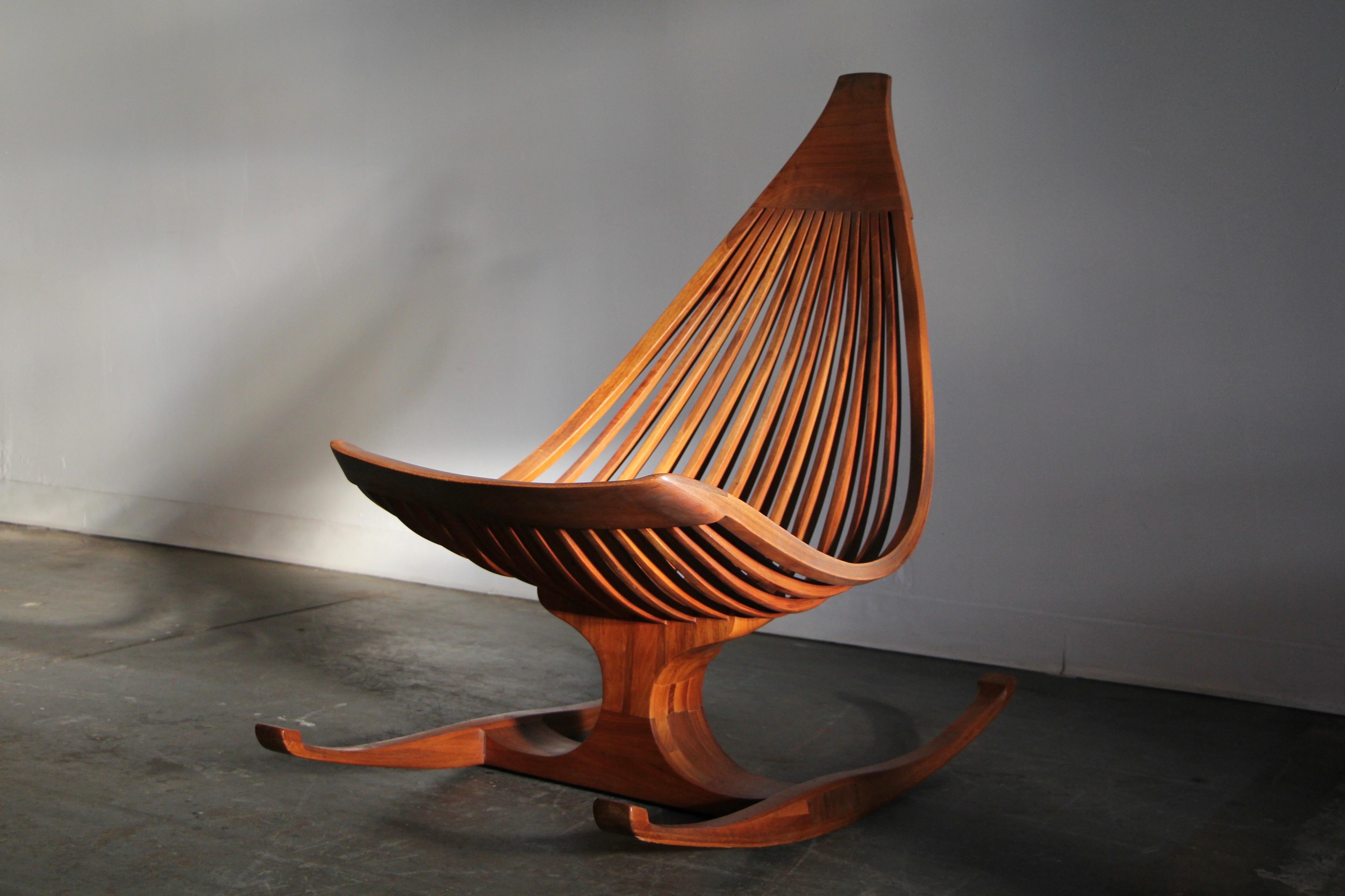 Organic Modern Edward G. Livingston Sculptural Studio Rocking Chair, 1970s