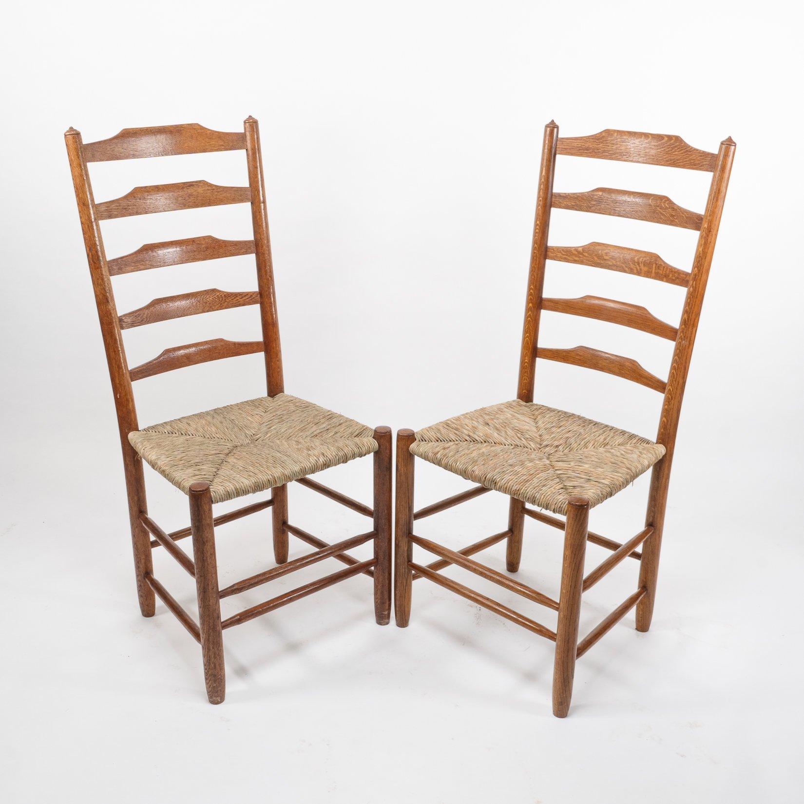 Hand-Crafted Edward Gardiner. Set of Nine English Ladder Back Dining Chairs For Sale