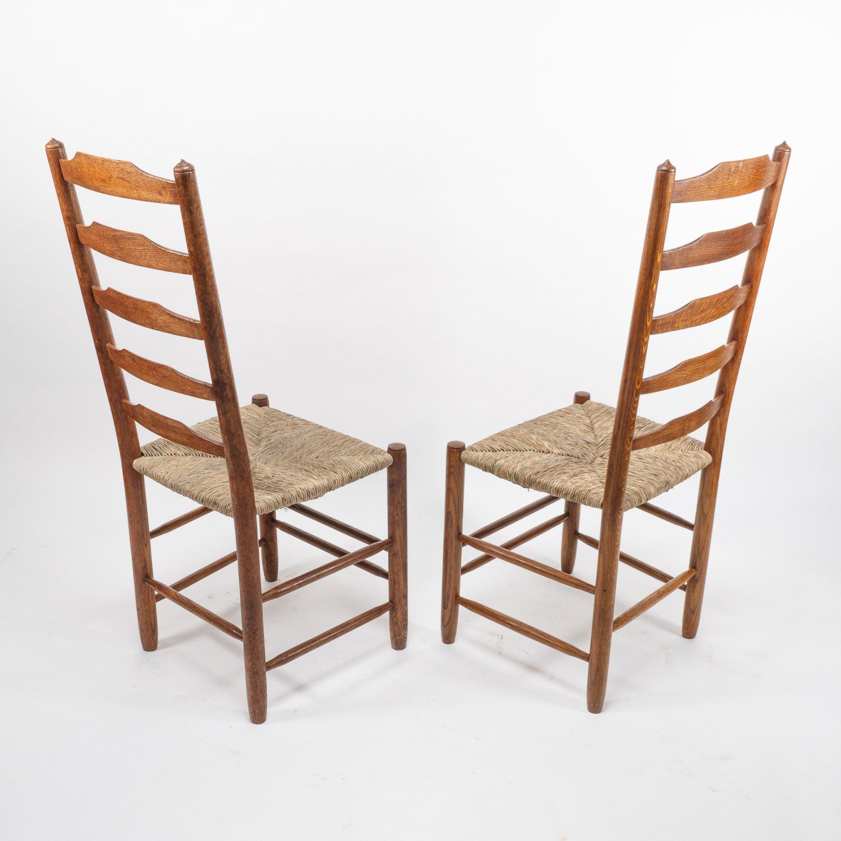 20th Century Edward Gardiner. Set of Nine English Ladder Back Dining Chairs For Sale