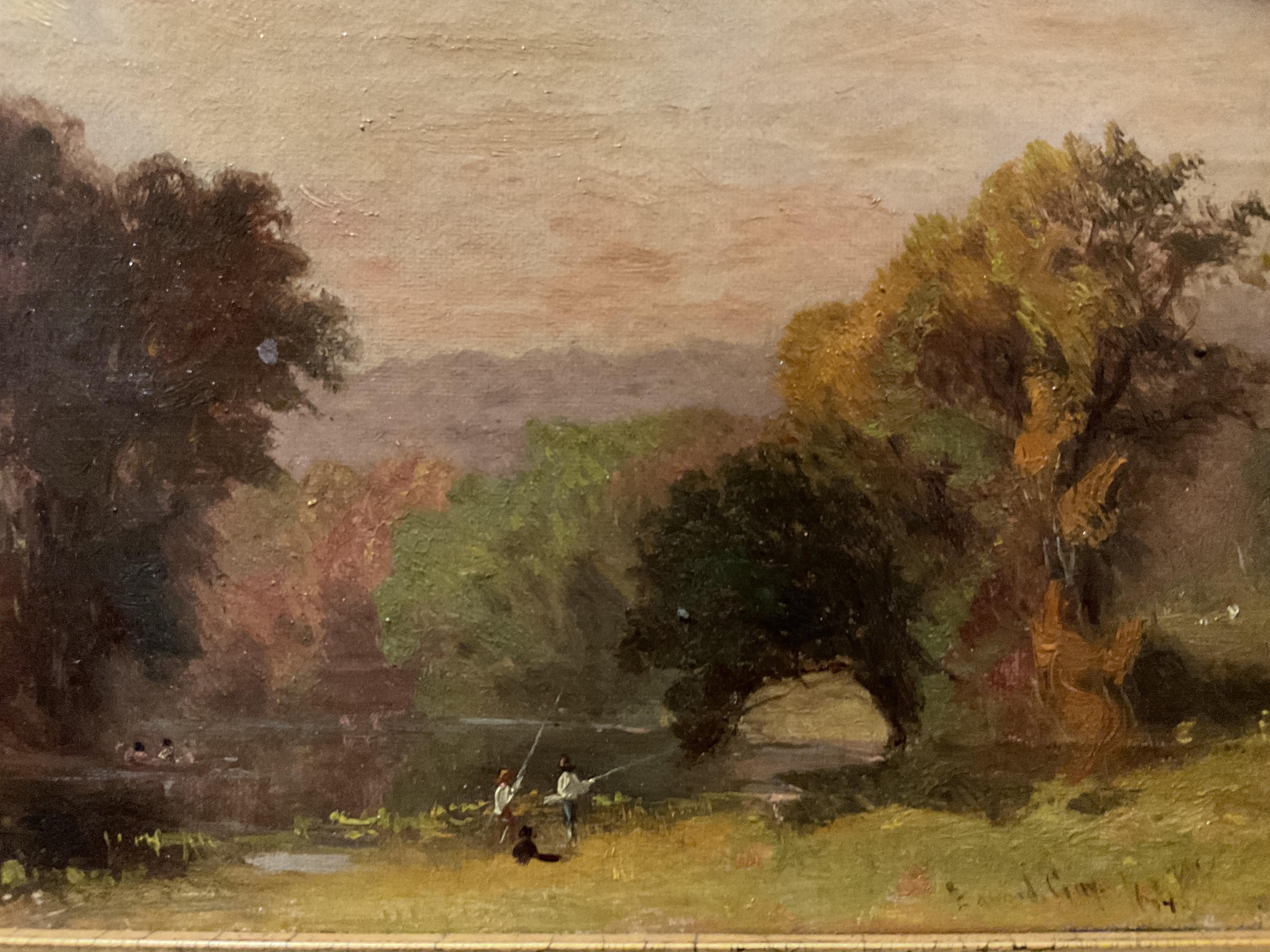 Antique American Bucolic Oil Painting by listed artist Edward B. Gay (1837-1928) - Brown Landscape Painting by Edward Gay