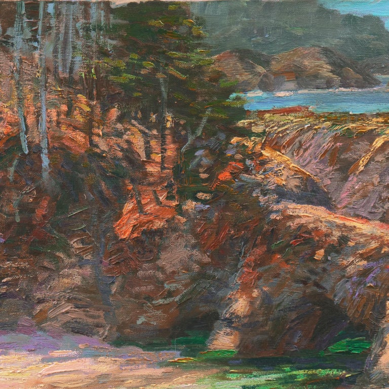 'Point Lobos, China Cove', Carmel, California Impressionist Oil, Monterey - Painting by Edward Glafke