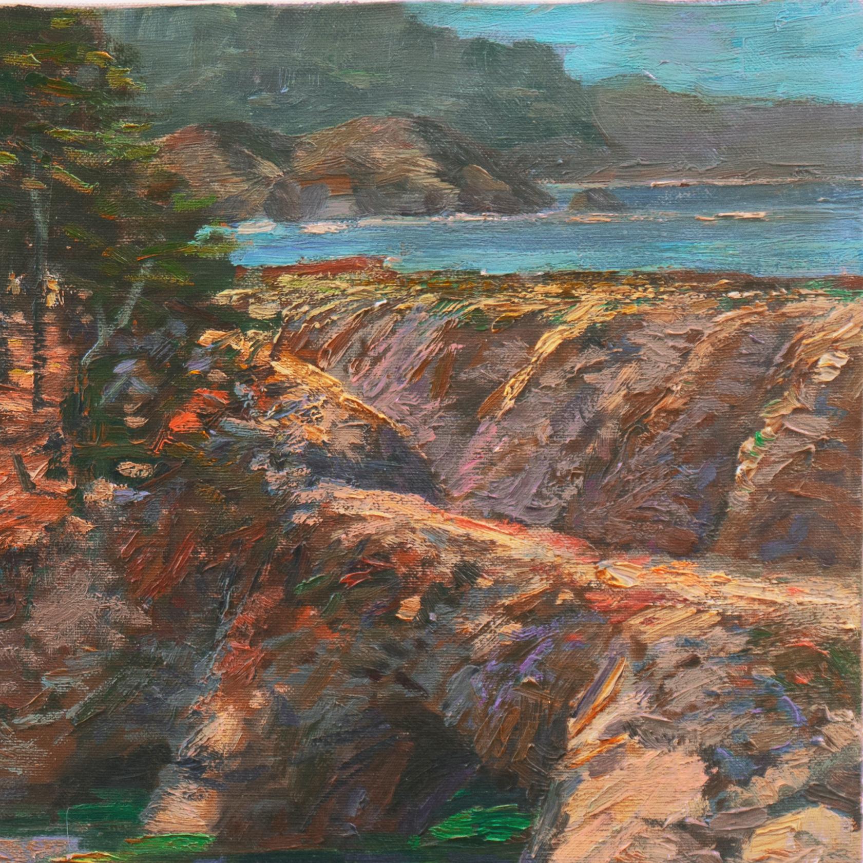 'Point Lobos, China Cove', Carmel, California Impressionist Oil, Monterey - American Impressionist Painting by Edward Glafke