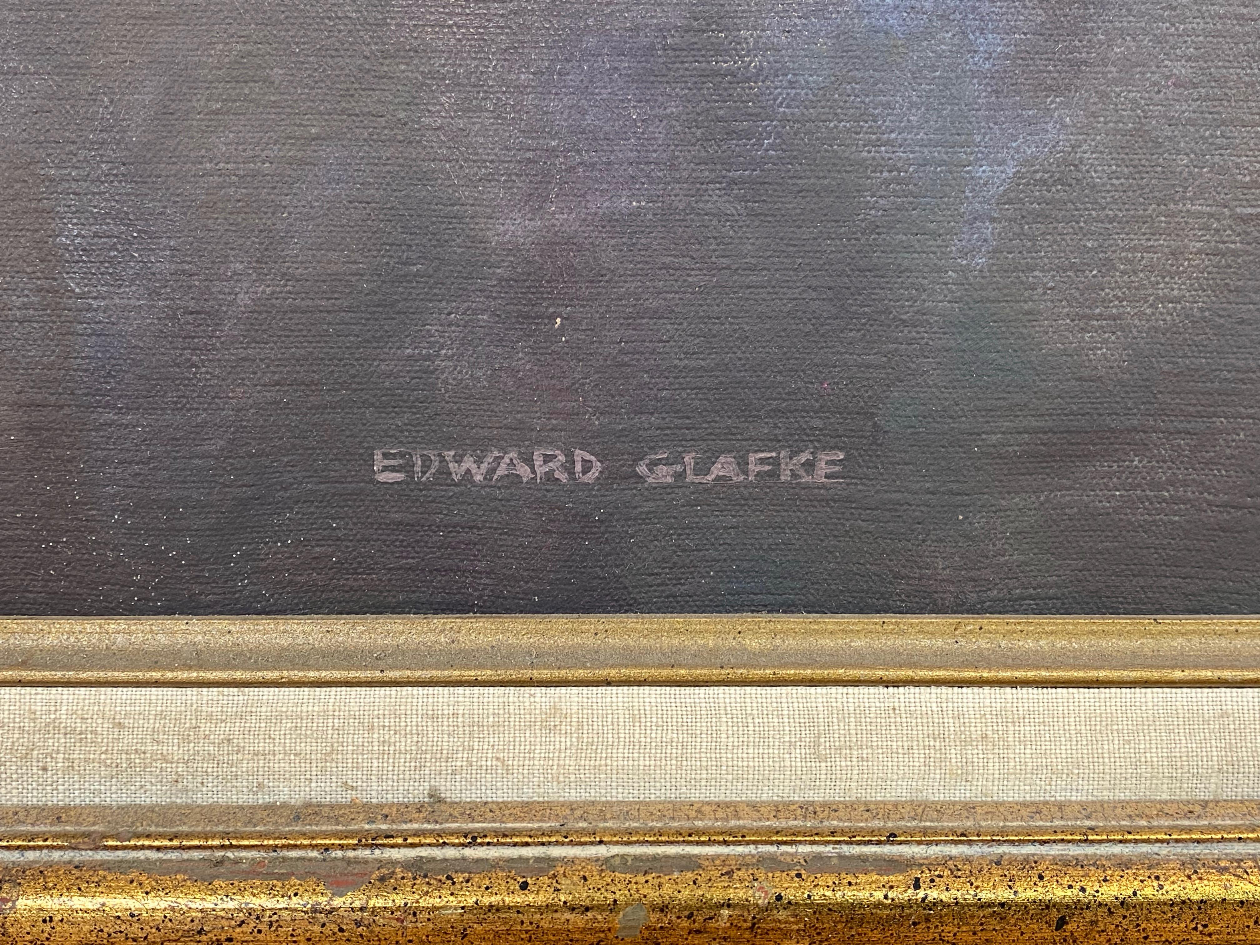 Edward Glafke, Large Male Figural Portrait Oil Painting, 1970s 9
