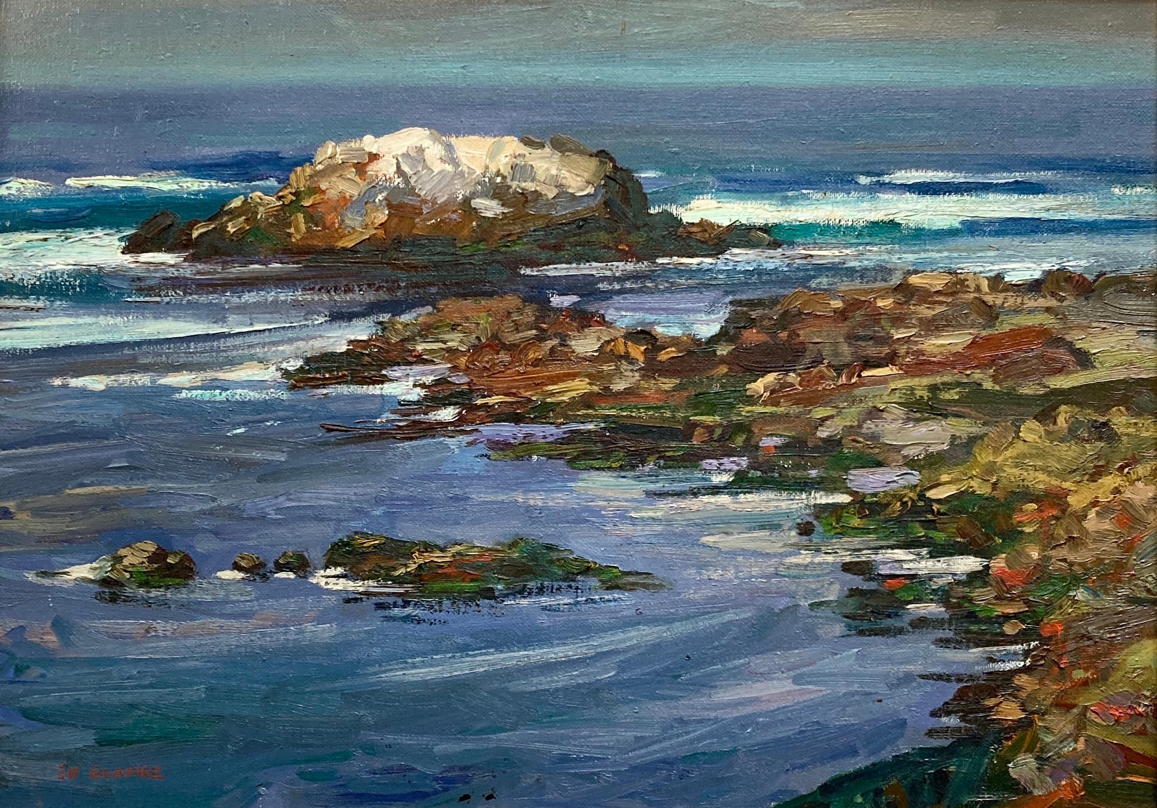 Edward Glafke 'Bird Rock' Pebble Beach Impressionist Seascape Painting For Sale 1