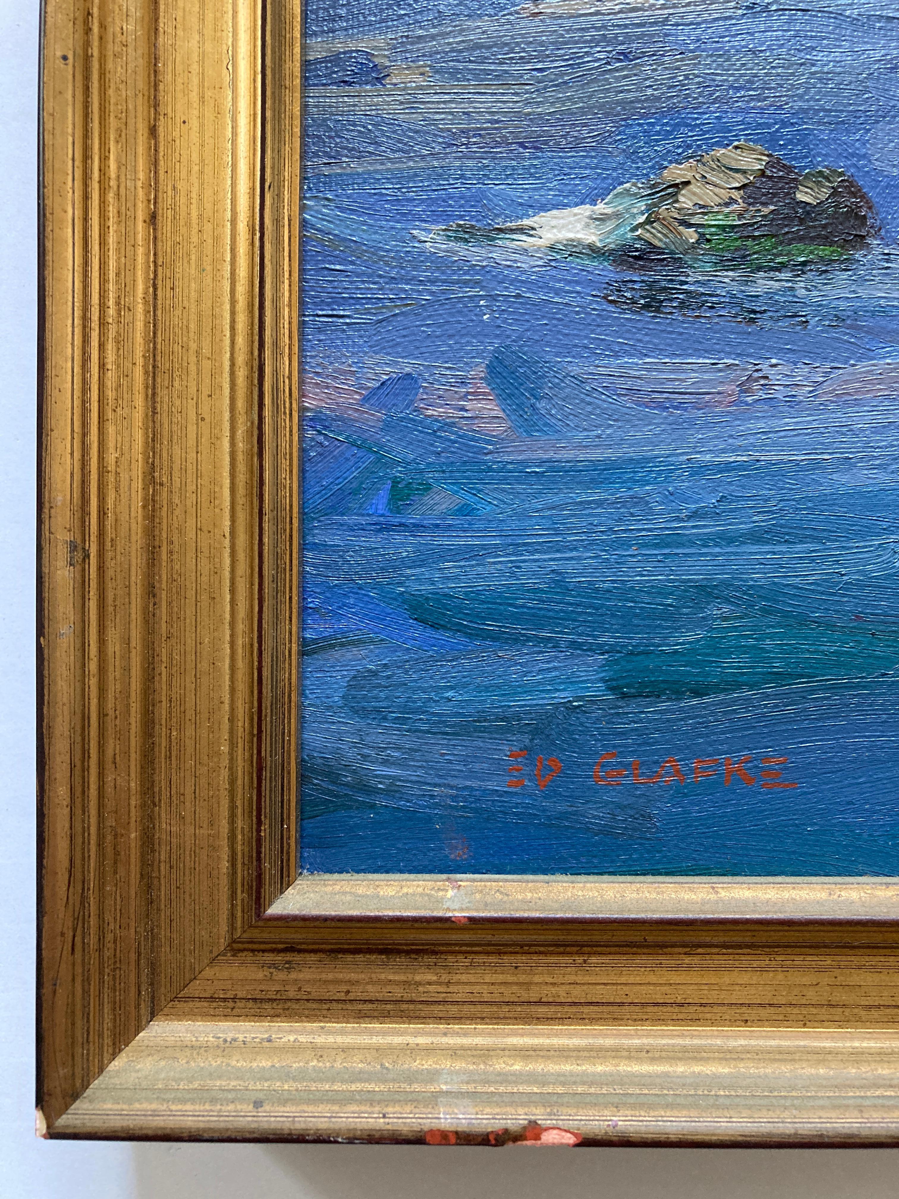 Edward Glafke 'Bird Rock' Pebble Beach Impressionist Seascape Painting For Sale 2