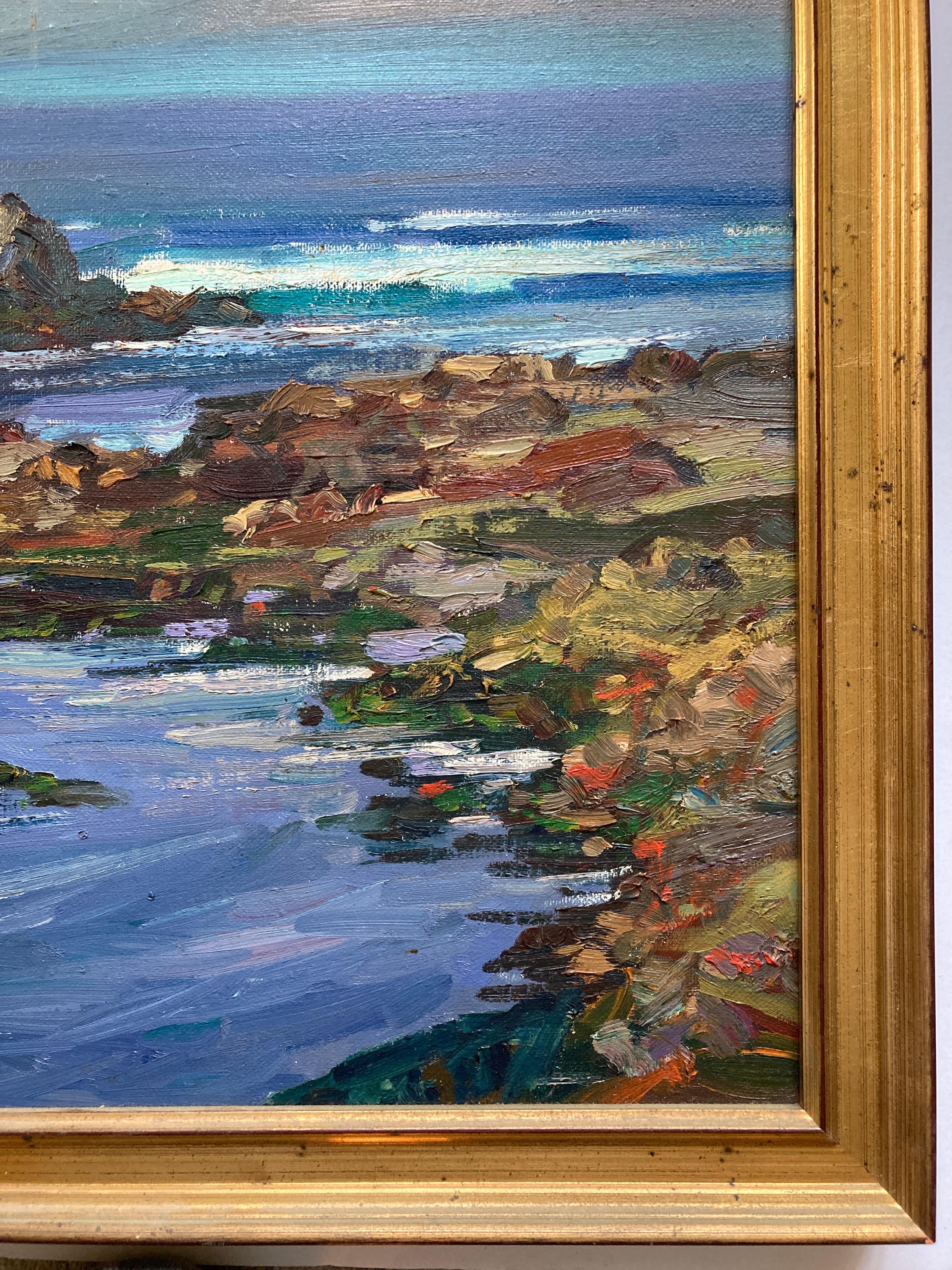 Edward Glafke 'Bird Rock' Pebble Beach Impressionist Seascape Painting For Sale 3