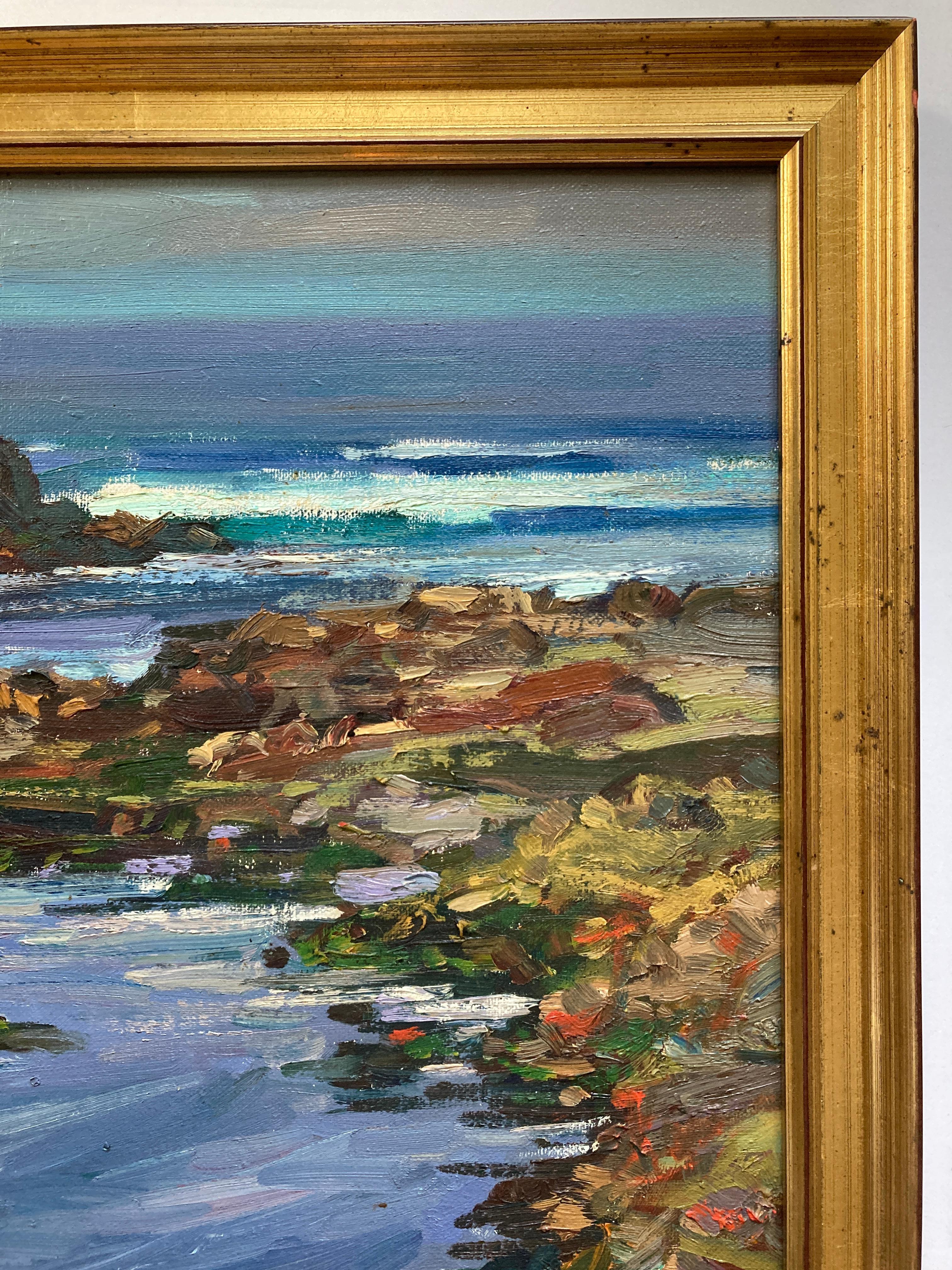 Edward Glafke 'Bird Rock' Pebble Beach Impressionist Seascape Painting For Sale 4
