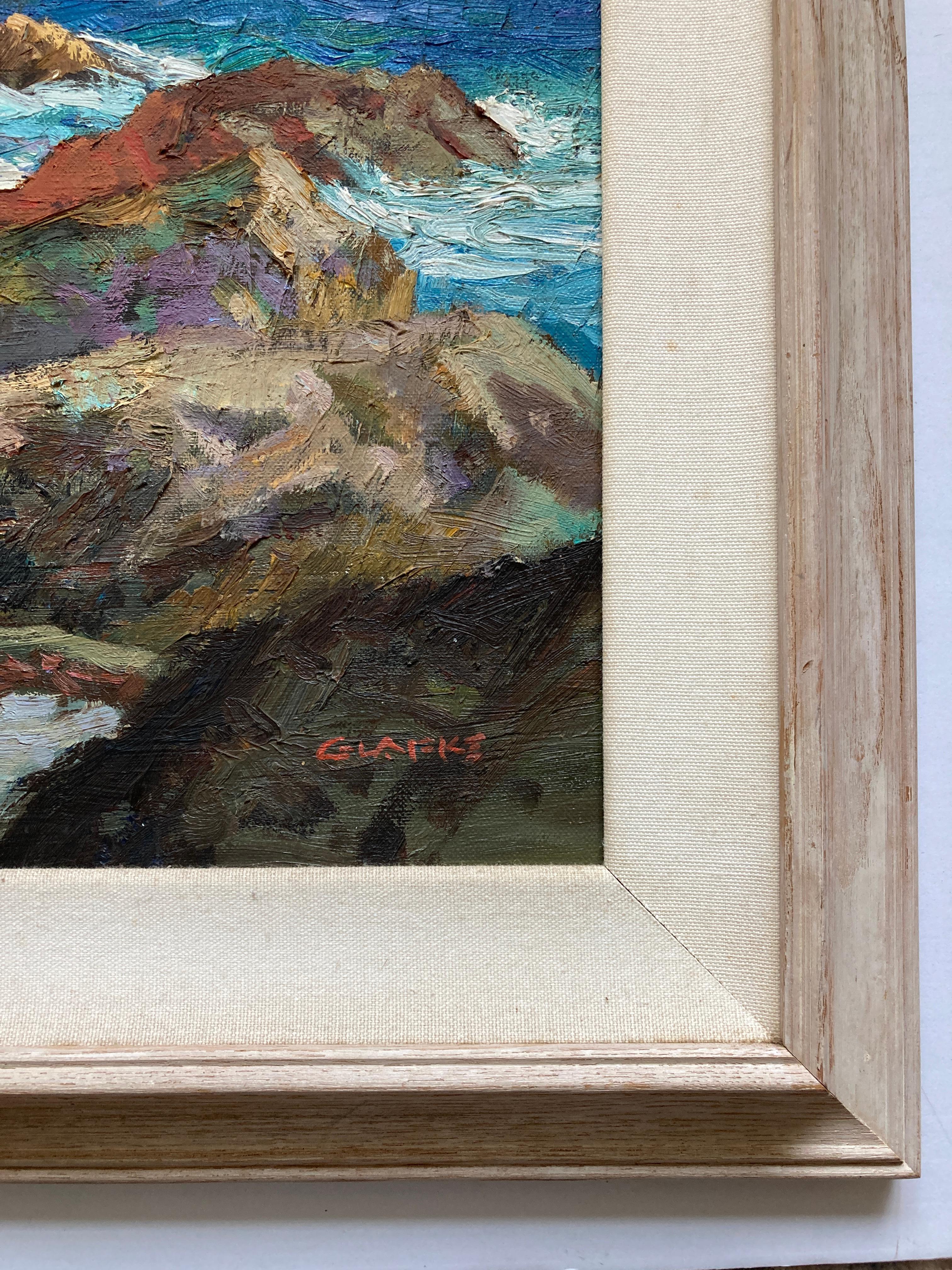 Edward Glafke 'Pebble Beach Coast' Impressionist Seascape Painting For Sale 2