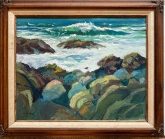 Edward Glafke "Point Lobos", quadro impressionista di Carmel con paesaggio marino