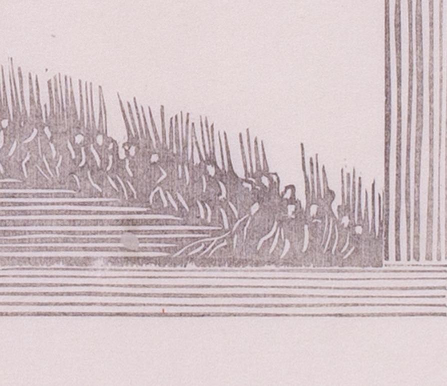 Signed art deco woodcut, by Edward Gordon Craig 'Army of Fortinbras' For Sale 3