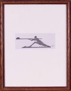 Signed art deco woodcut, by Edward Gordon Craig 'Candle Bearer'