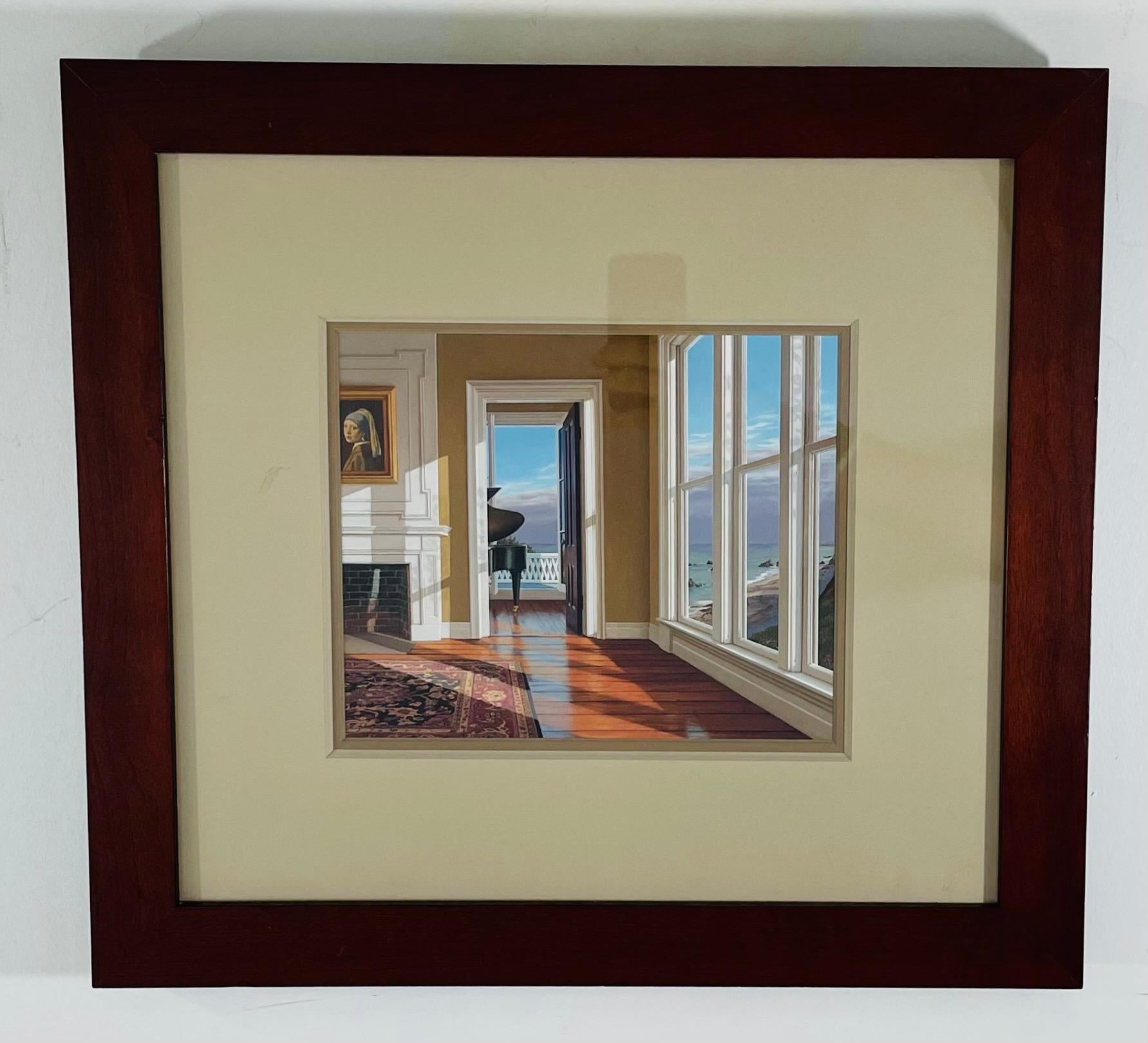 A Pair of Edward Gordin prints depicting the interior of music room with a cliff and sea view. Both prints are finely matted and presented in custom Mahogany frame.

About the artist: Edward Gordon was born in Ocean City, NJ and received his BA