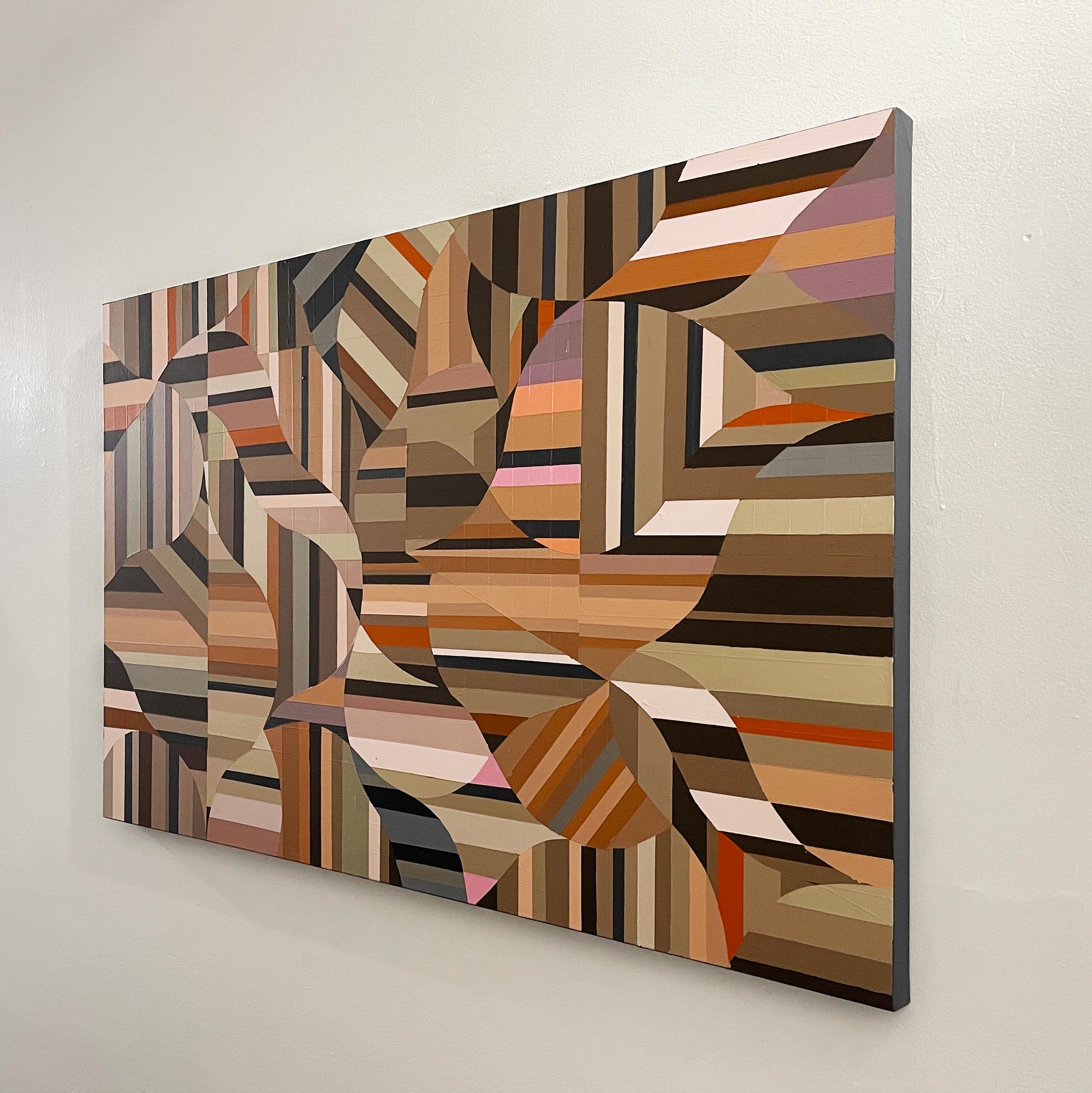 'Tiger's Eye' by Edward Granger
Acrylic paint and latex on canvas
30 × 50 in

Geometric abstract painting in earth tones, combining wave lines constricted by rectangles created by artist Edward Granger.

See our shipping policies. For quotes, please