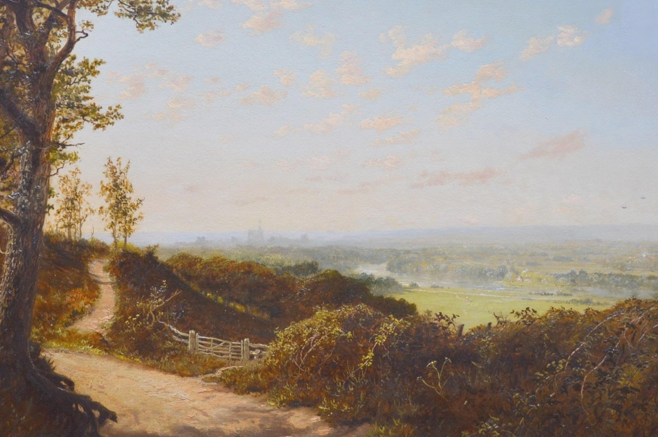 River Thames near Windsor - 19th Century Landscape Oil Painting of Royal Castle 1