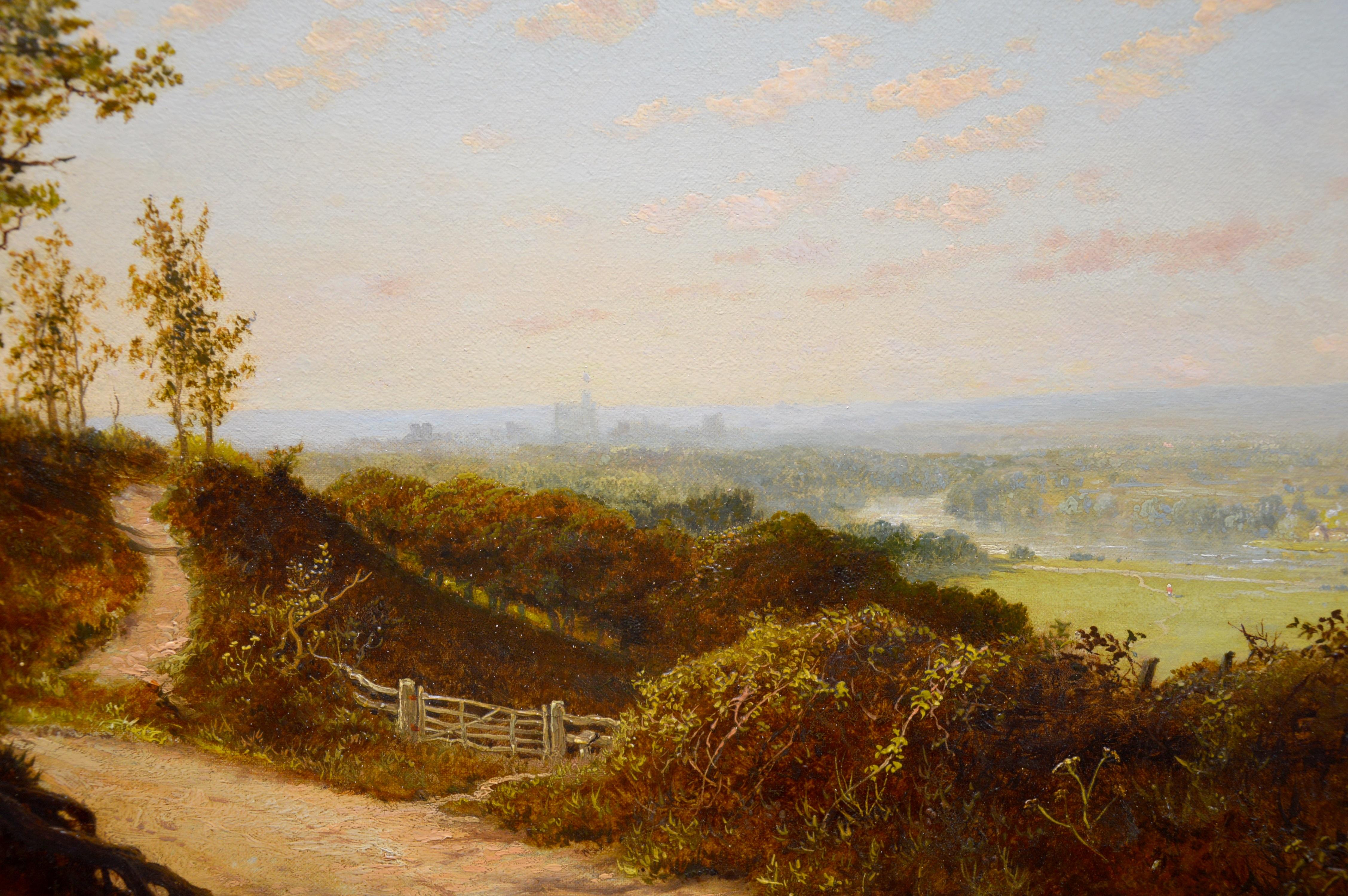 River Thames near Windsor - 19th Century Landscape Oil Painting of Royal Castle 3