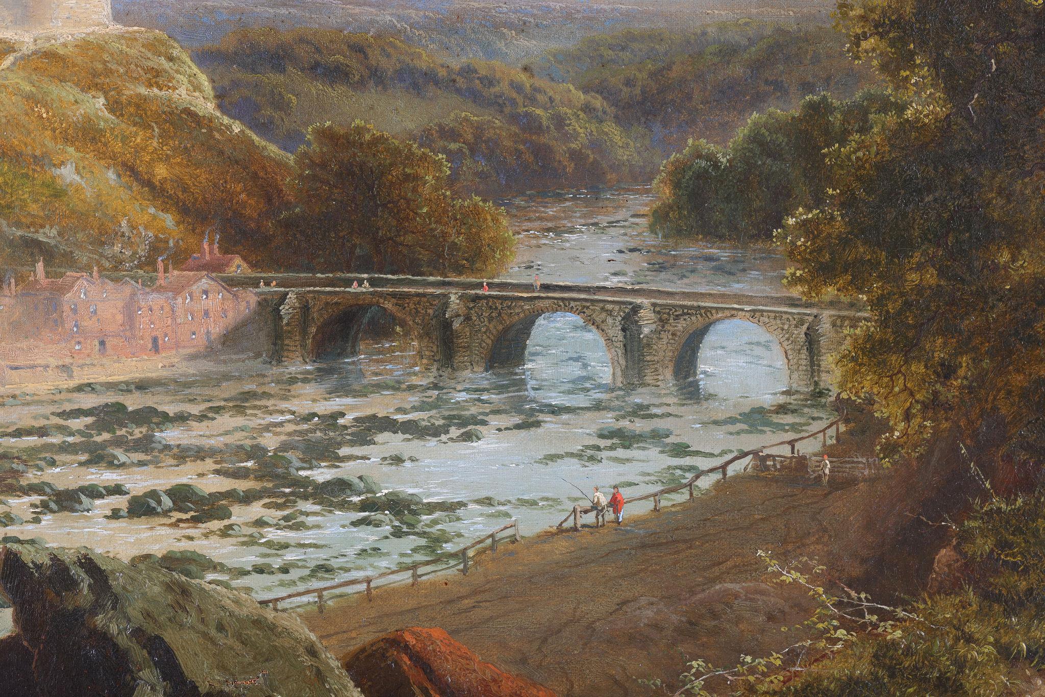 View of an Aquaduct and a Castle. Richmond, Yorkshire - Painting by Edward H. Niemann