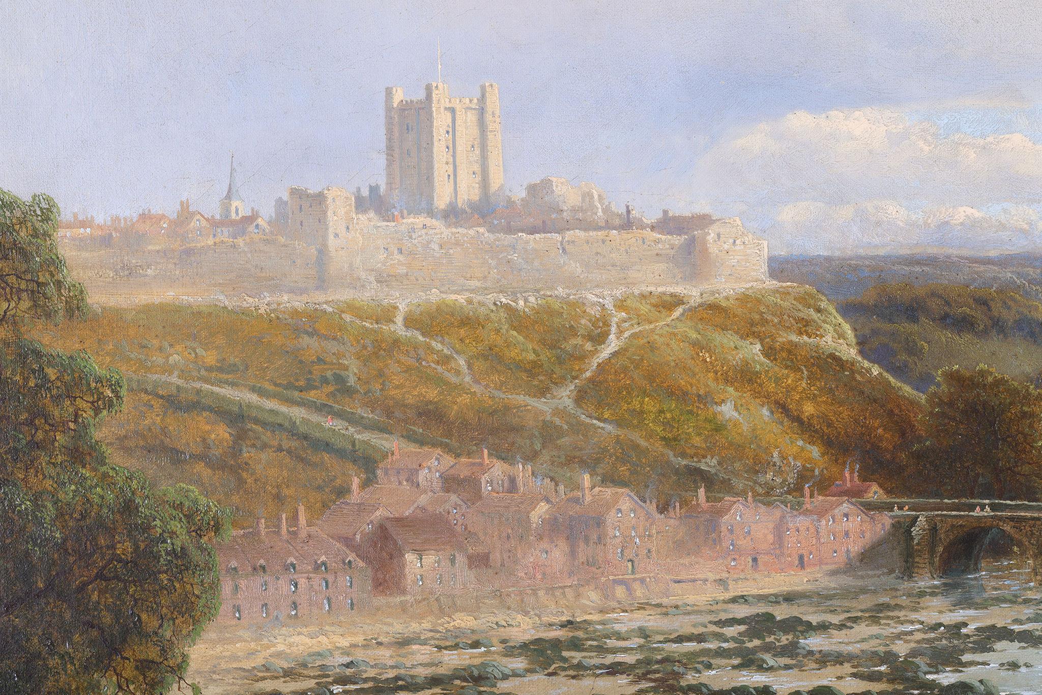 View of an Aquaduct and a Castle. Richmond, Yorkshire - Victorian Painting by Edward H. Niemann