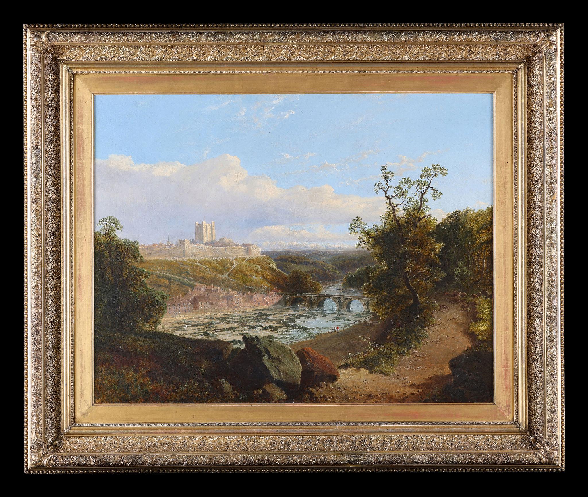 Edward H. Niemann Landscape Painting - View of an Aquaduct and a Castle. Richmond, Yorkshire