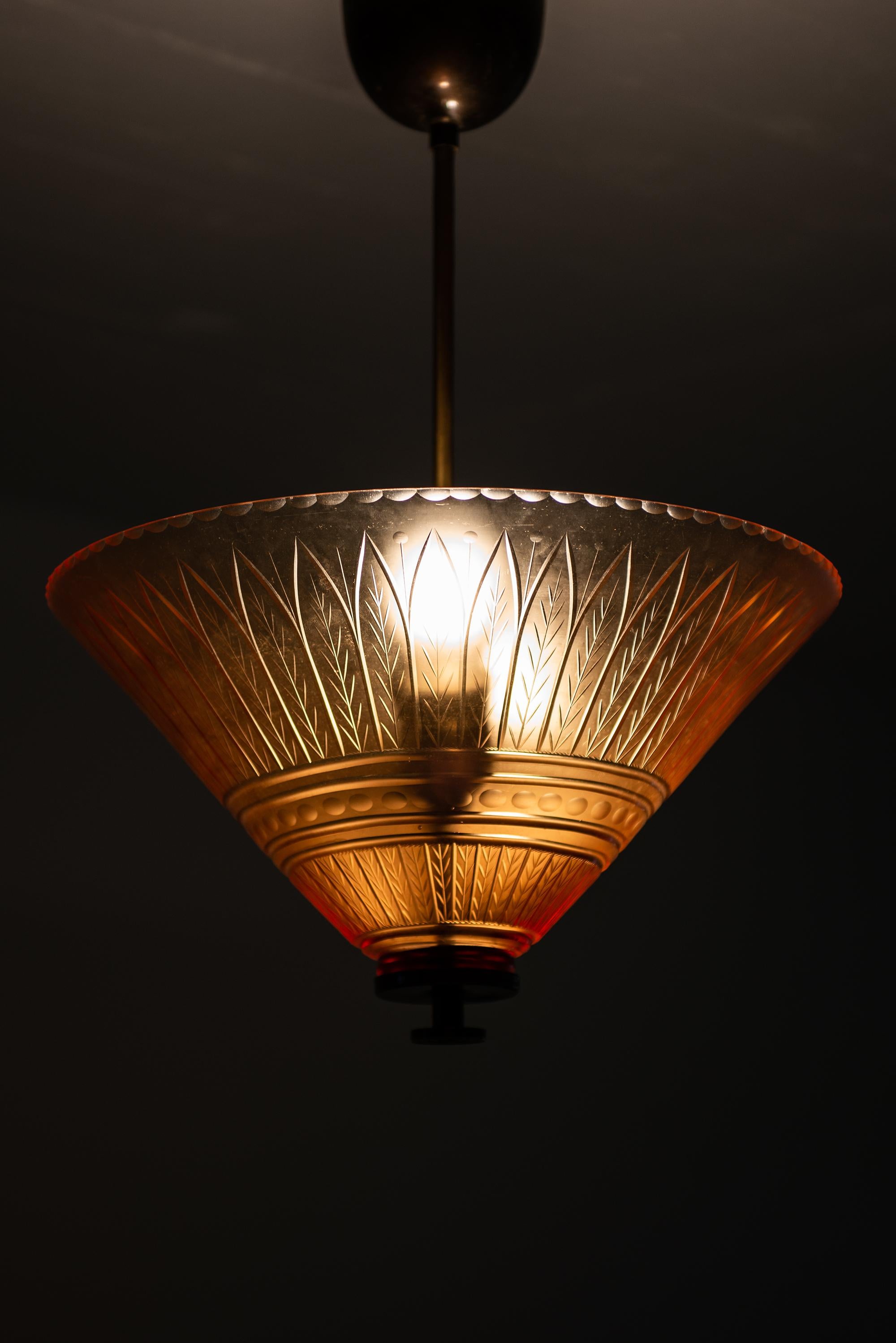 Swedish Edward Hald Ceiling Lamp Produced by Orrefors in Sweden For Sale