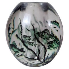 Vase à fleurs en forme de poisson, Edward Hald pour Orrefors, 1948