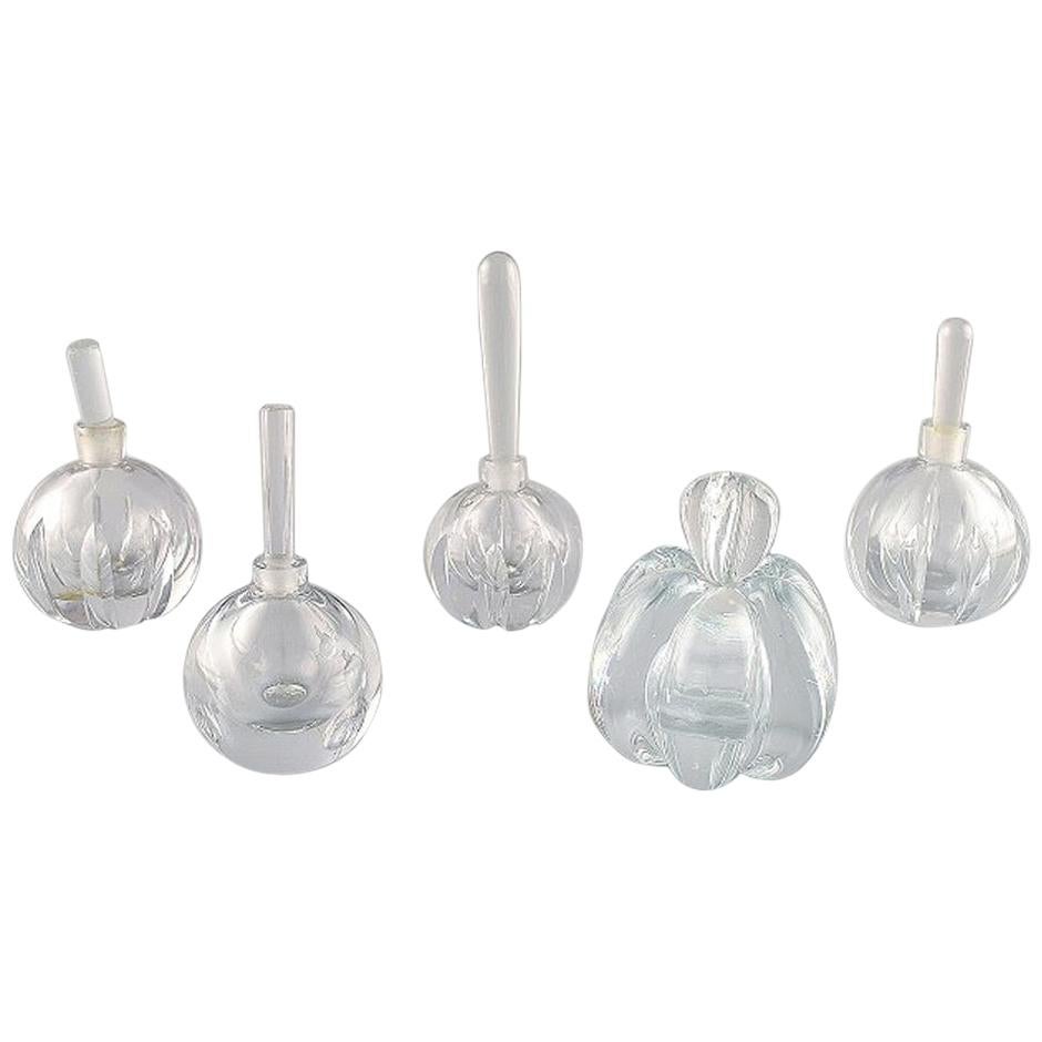 Edward Hald for Orrefors, a Collection of Five Mouth Blown Flacons For Sale