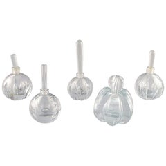 Vintage Edward Hald for Orrefors, a Collection of Five Mouth Blown Flacons