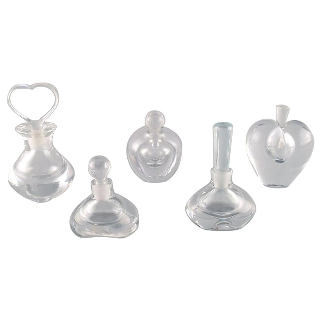 Edward Hald for Orrefors, Sweden, a Collection of Five Mouth Blown Flacons For Sale