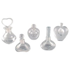 Vintage Edward Hald for Orrefors, Sweden, a Collection of Five Mouth Blown Flacons