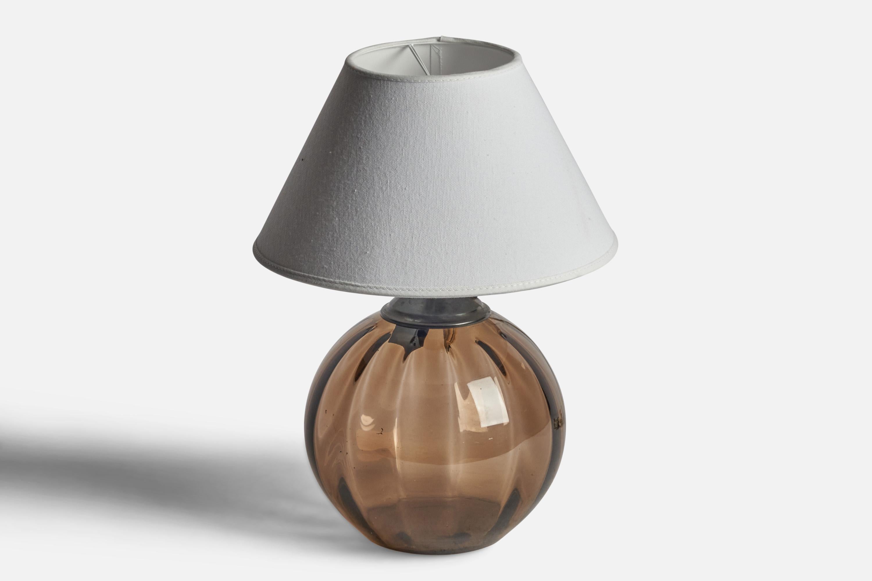 Scandinavian Modern Edward Hald, Table Lamp, Glass, Brass, Sweden, 1930s