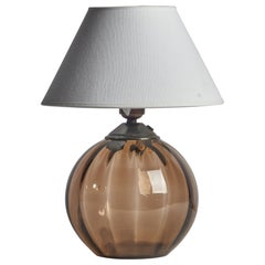 Edward Hald, Table Lamp, Glass, Brass, Sweden, 1930s