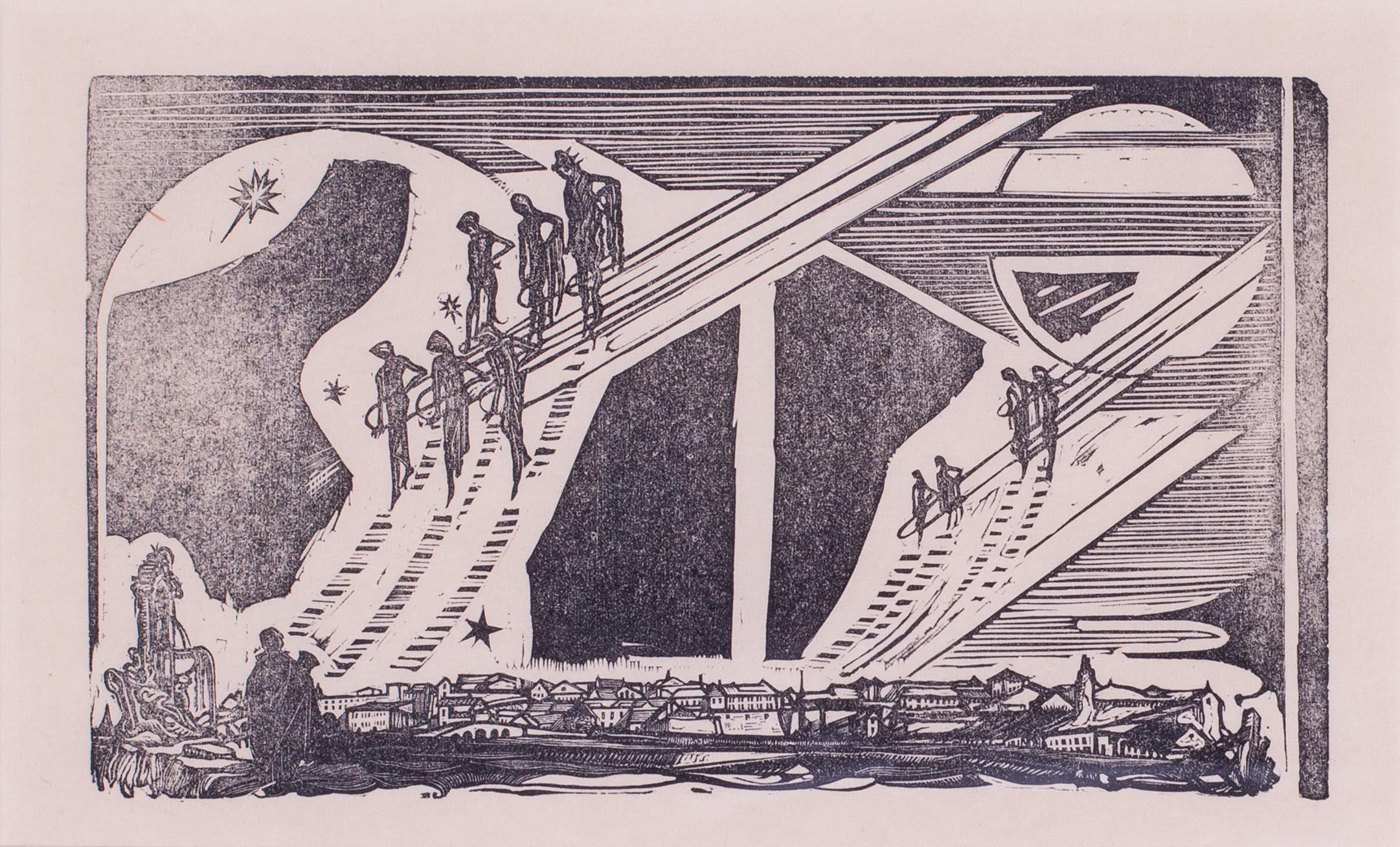 Britischer Art-Déco-Holzschnitt des Künstlers Edward Gordon Craig aus dem frühen 20. Jahrhundert – Print von Edward Henry Gordon Craig