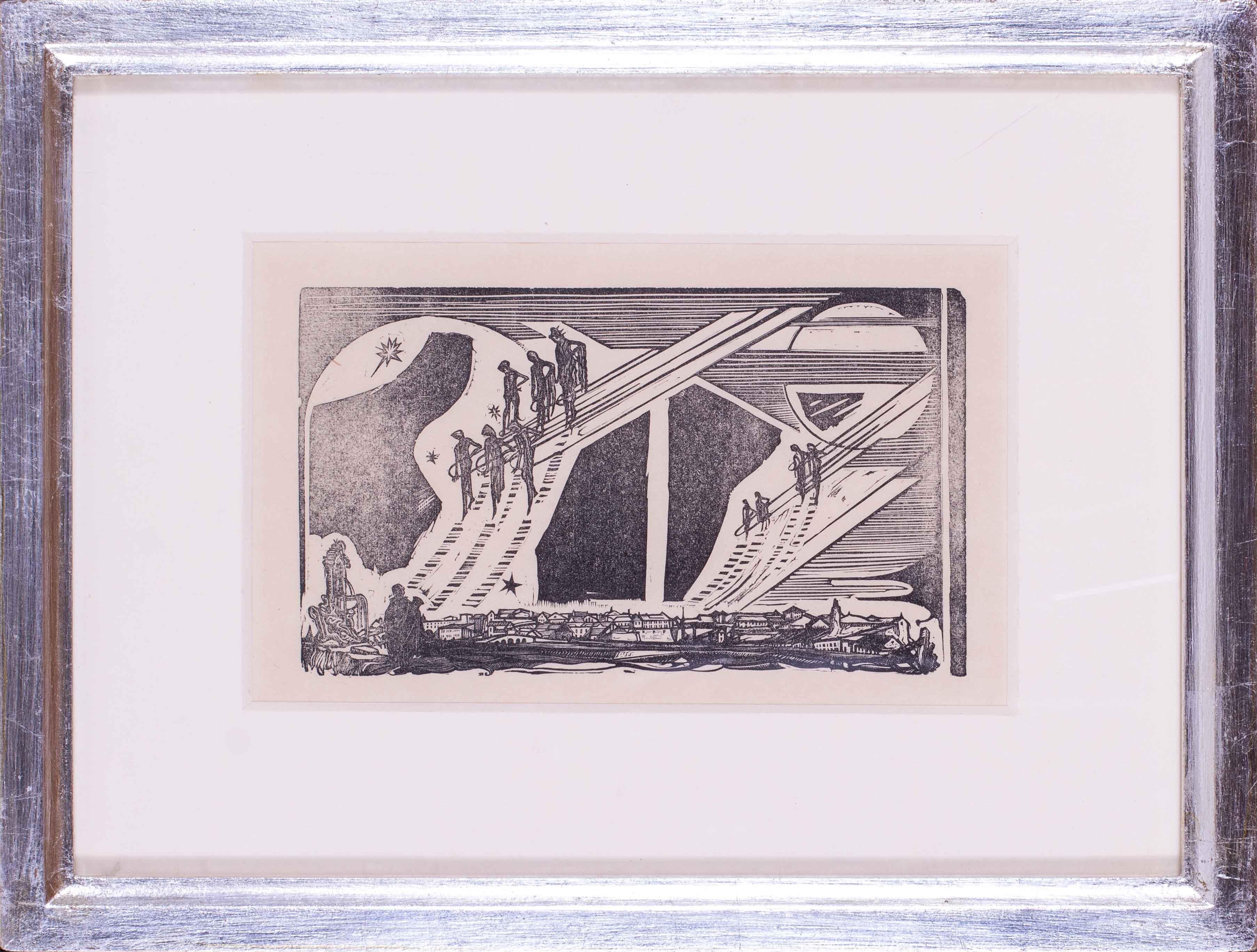 Edward Henry Gordon Craig Figurative Print – Britischer Art-Déco-Holzschnitt des Künstlers Edward Gordon Craig aus dem frühen 20. Jahrhundert