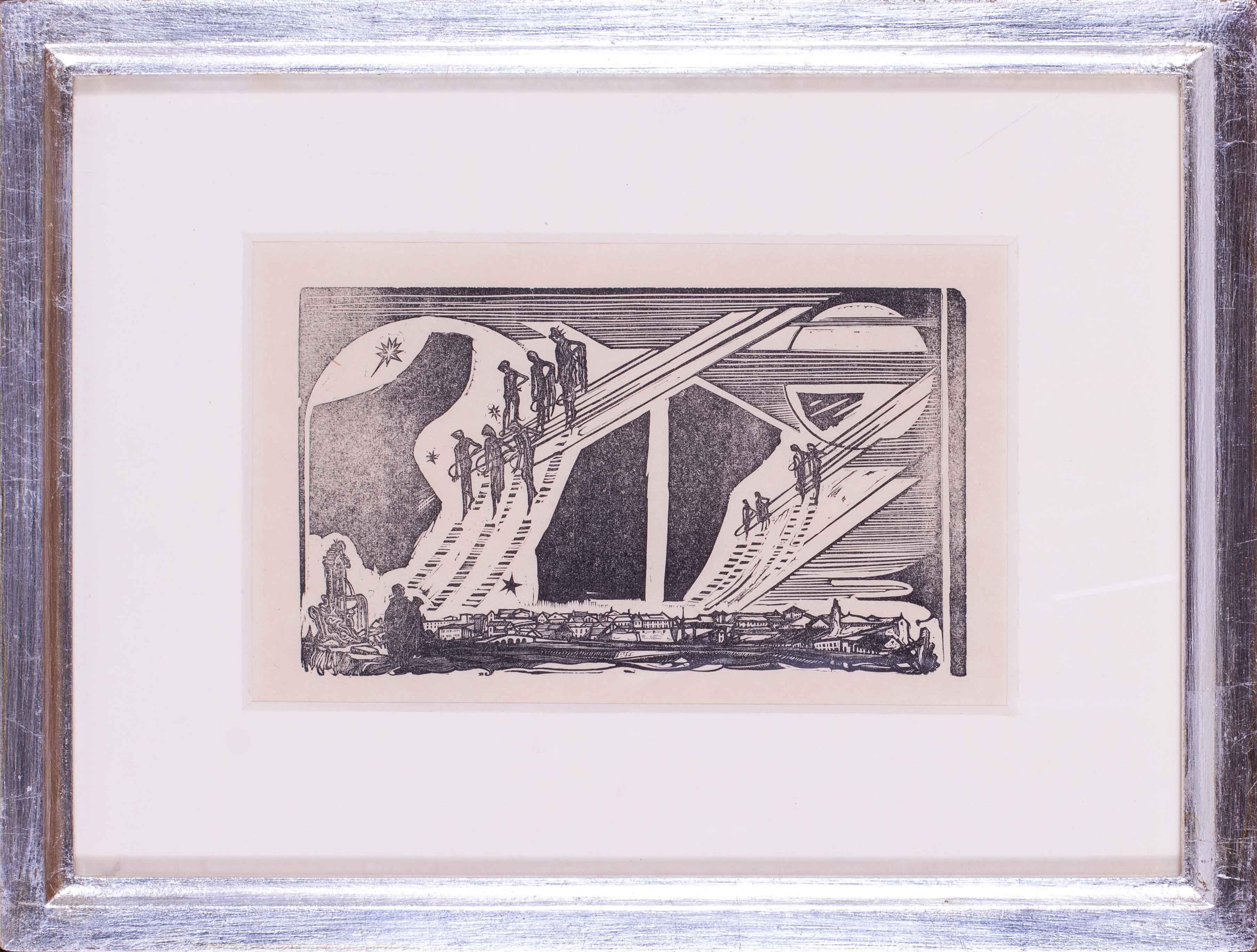 British Art Deco woodcut by early 20th Century artist Edward Gordon Craig