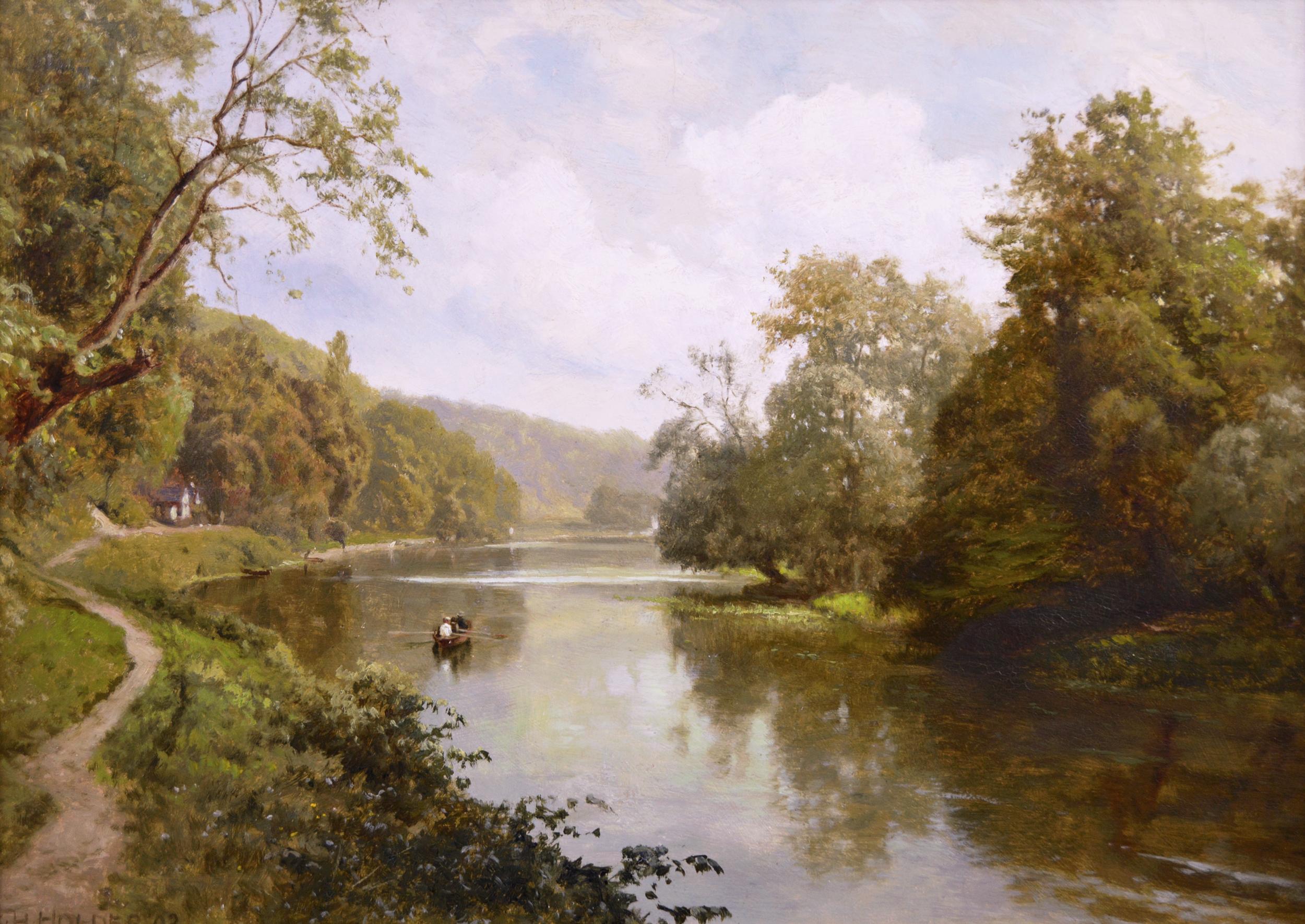 19th Century landscape oil painting of the river Thames at Cliveden - Painting by Edward Henry Holder