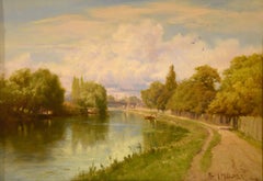 Oil Painting by Edward Henry Holder “On the Thames near Staines” 